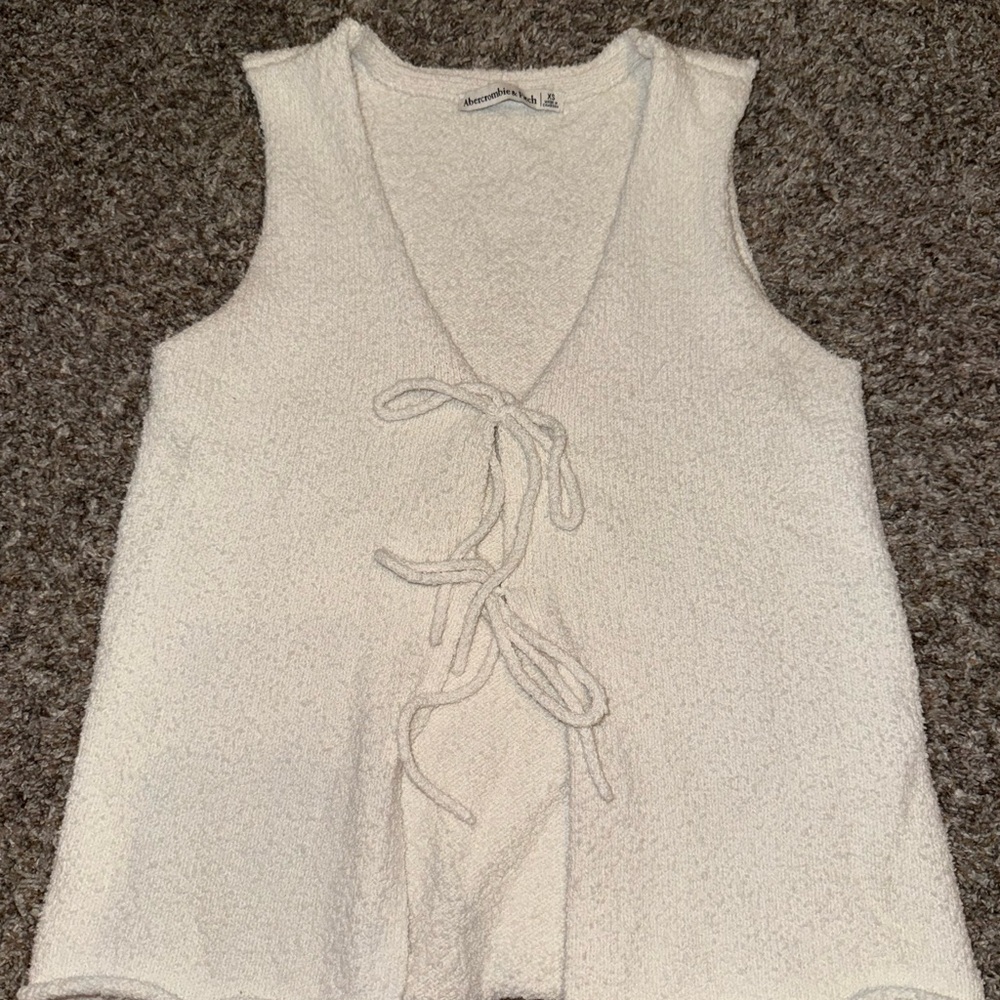 Abercrombie & Fitch Cream Tie Front Tank Top